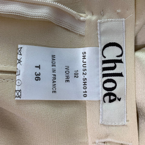 CHLOE Size 4 Beige Acetate &  Viscose Pleated Circle Skirt