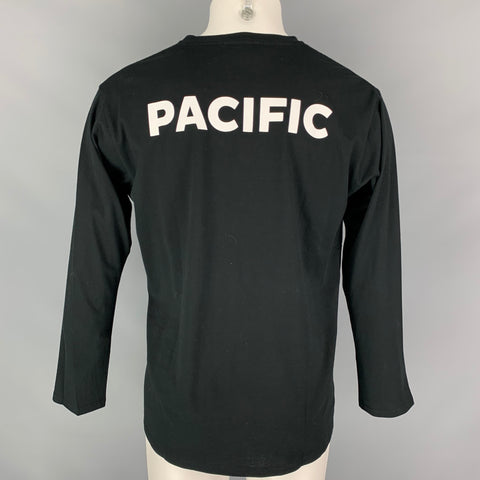 EVEREST ISLES Size M Black Dark Wave Graphic Cotton Pacific Long Sleeve T-shirt