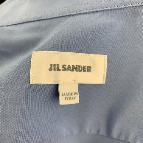 JIL SANDER Size L Blue Cotton Button Up Long Sleeve Shirt