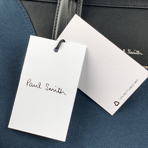 PAUL SMITH Navy Black Two Tone Canvas Folio Travel Bag