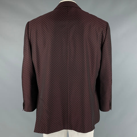 ROBERT GRAHAM Size 48 Burgundy Black Checkered Wool Viscose Sport Coat