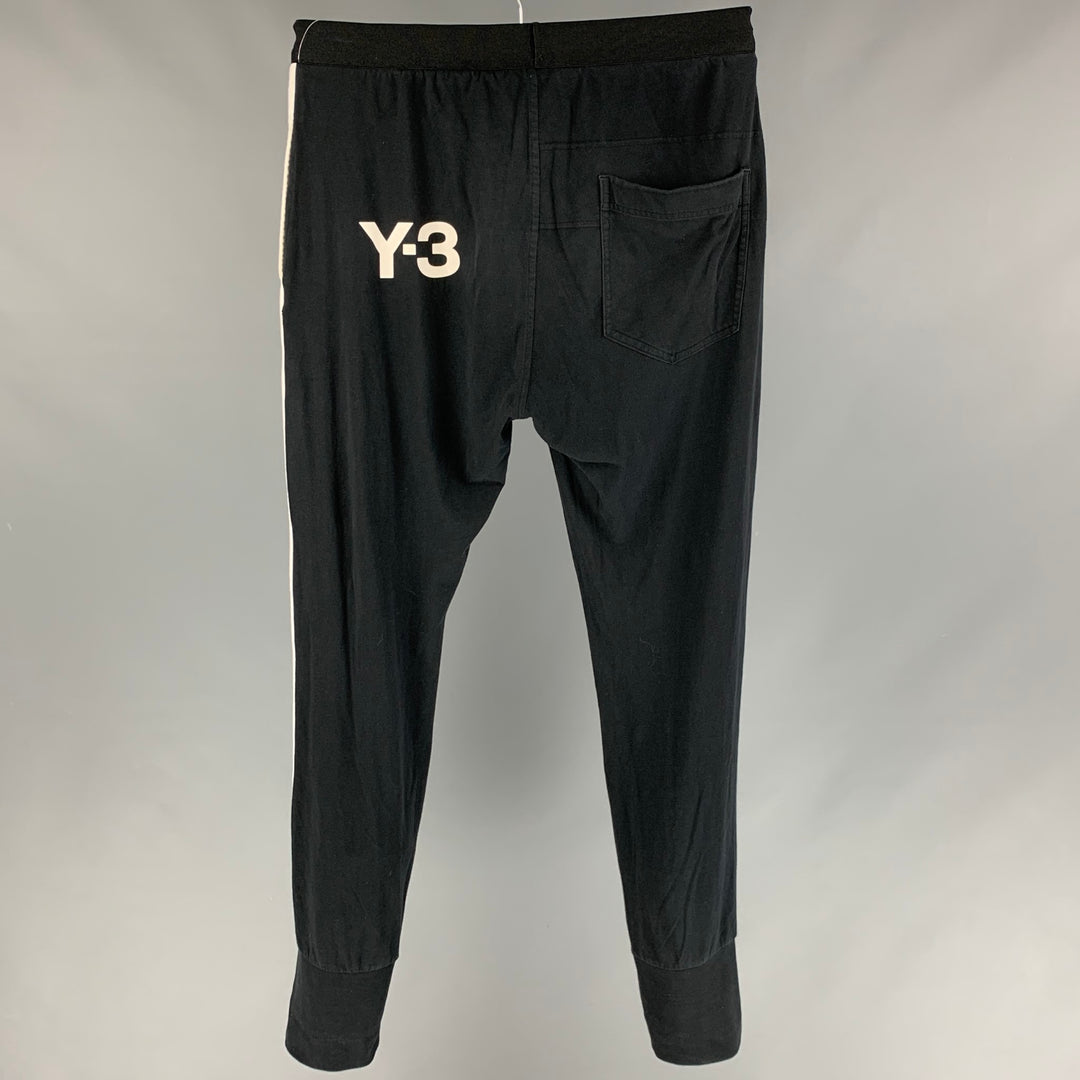 Y-3 Size L Black White Cotton Sweat Pants
