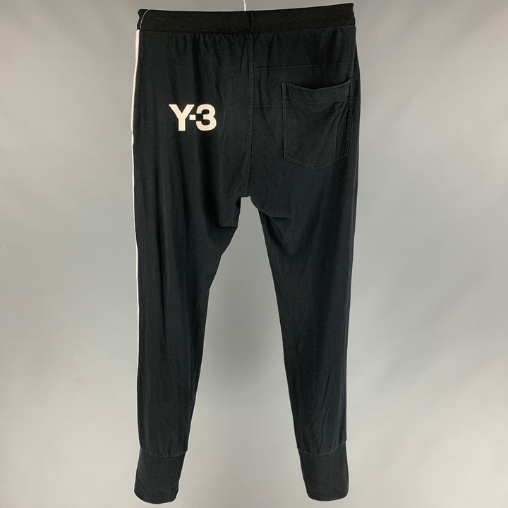 Y-3 Size L Black White Cotton Sweat Pants