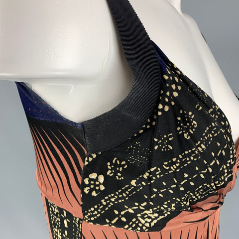 PHILOSOPHY di ALBERTA FERRETTI Size 2 Navy Brick Rayon Abstract Dress