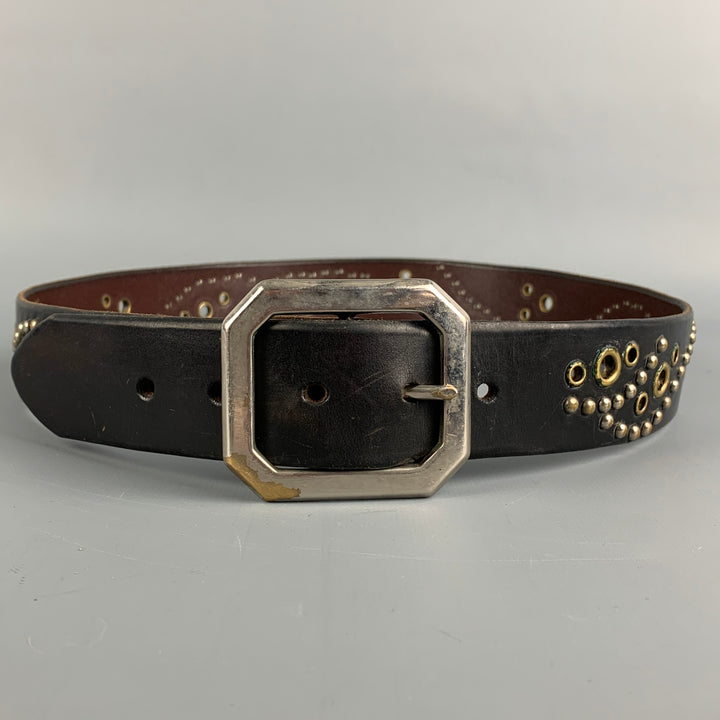 JEFF GALLEA Waist Size S Black Studded Leather Black Belt