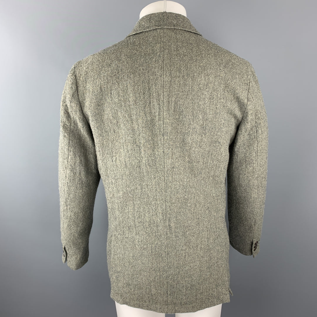 ONES STROKE Abrigo deportivo gris con solapa de muesca de lana texturizada Talla S