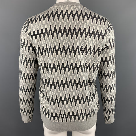 PAUL SMITH JEANS Size S Zig Zag Grey Cotton Crew-Neck Pullover Sweater