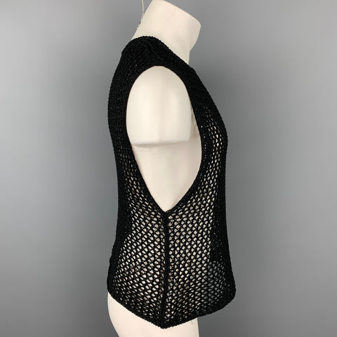 DRIES VAN NOTEN Size S Black Knitted Cotton Crew-Neck Vest
