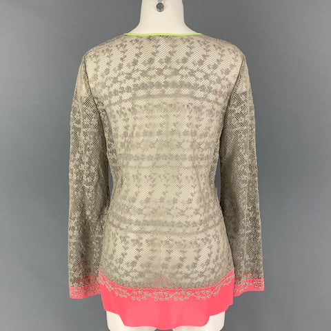 ELIE TAHARI Size S Grey Polyester Embroidered Tunic Blouse