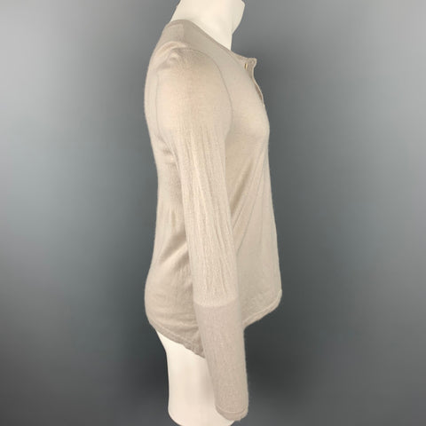 HELMUT LANG Size L Taupe Cashmere Buttoned Henley