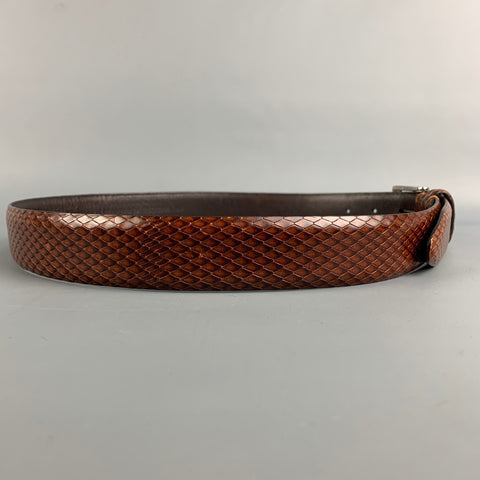 BILL LAVIN Soft Collection Size 34 Brown Embossed Leather Belt