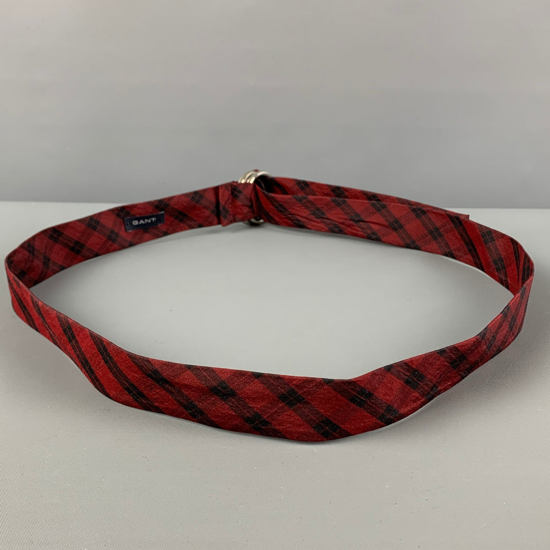 GANT Size One Size Burgundy Black Plaid Ribbon Belt