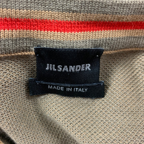 JIL SANDER Size XXL Olive Textured Short Sleeve Polo