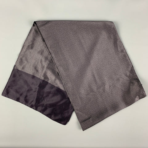 ERMENEGILDO ZEGNA Grey Black Zig-Zag Silk Satin Scarf