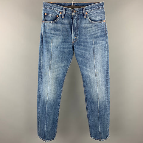 LEVIS VINTAGE CLOTHING 505 Size 32 Indigo Washed Denim Zip Fly Jeans