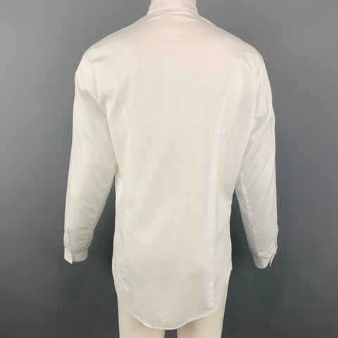 DIOR HOMME Bee Taille L Chemise à manches longues en coton blanc avec boutons cachés