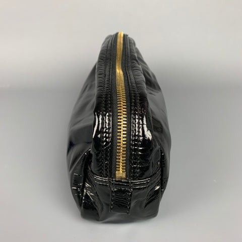 PRADA Black Faux Patent Leather Pouch