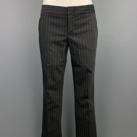 GUCCI Size 4 Charcoal Wool Blend Pinstripe Straight Leg Dress Pants