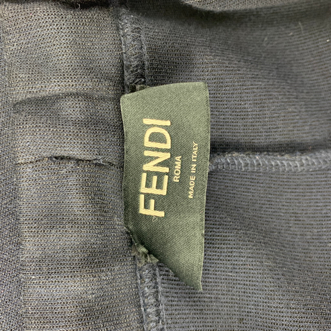 FENDI Size 36 Navy Blue Stripe Cotton Blend Sweatpants