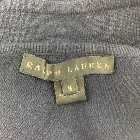 RALPH LAUREN Black Label Size M Navy & White Cashmere Blend Dress Top