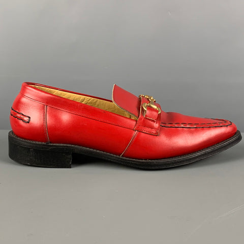 JOHN FLUEVOG Size 10 Red Leather Horsebit Loafers