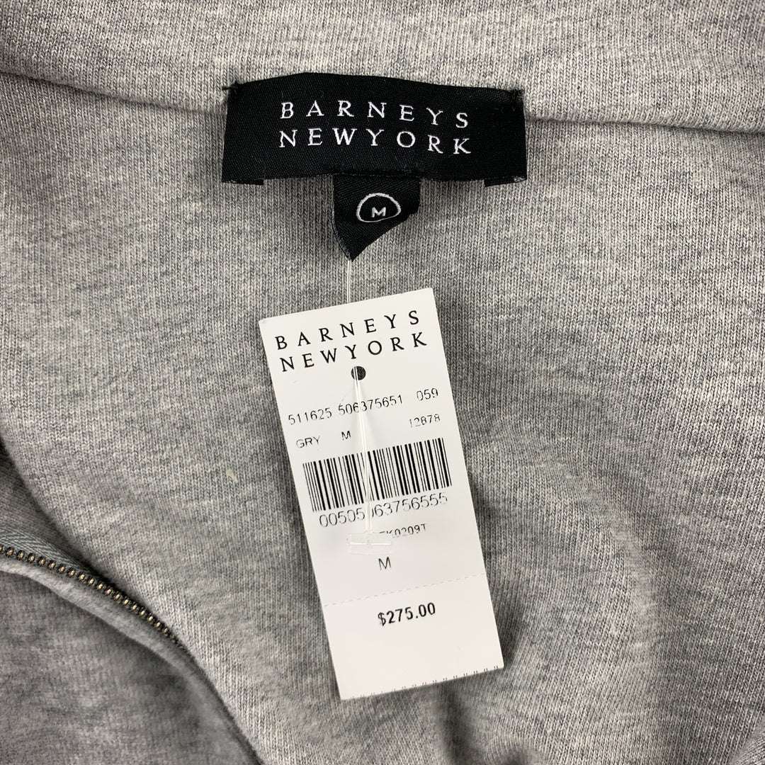 BARNEYS NEW YORK Taille M Sweat Gris Coton/Modal Demi Zip