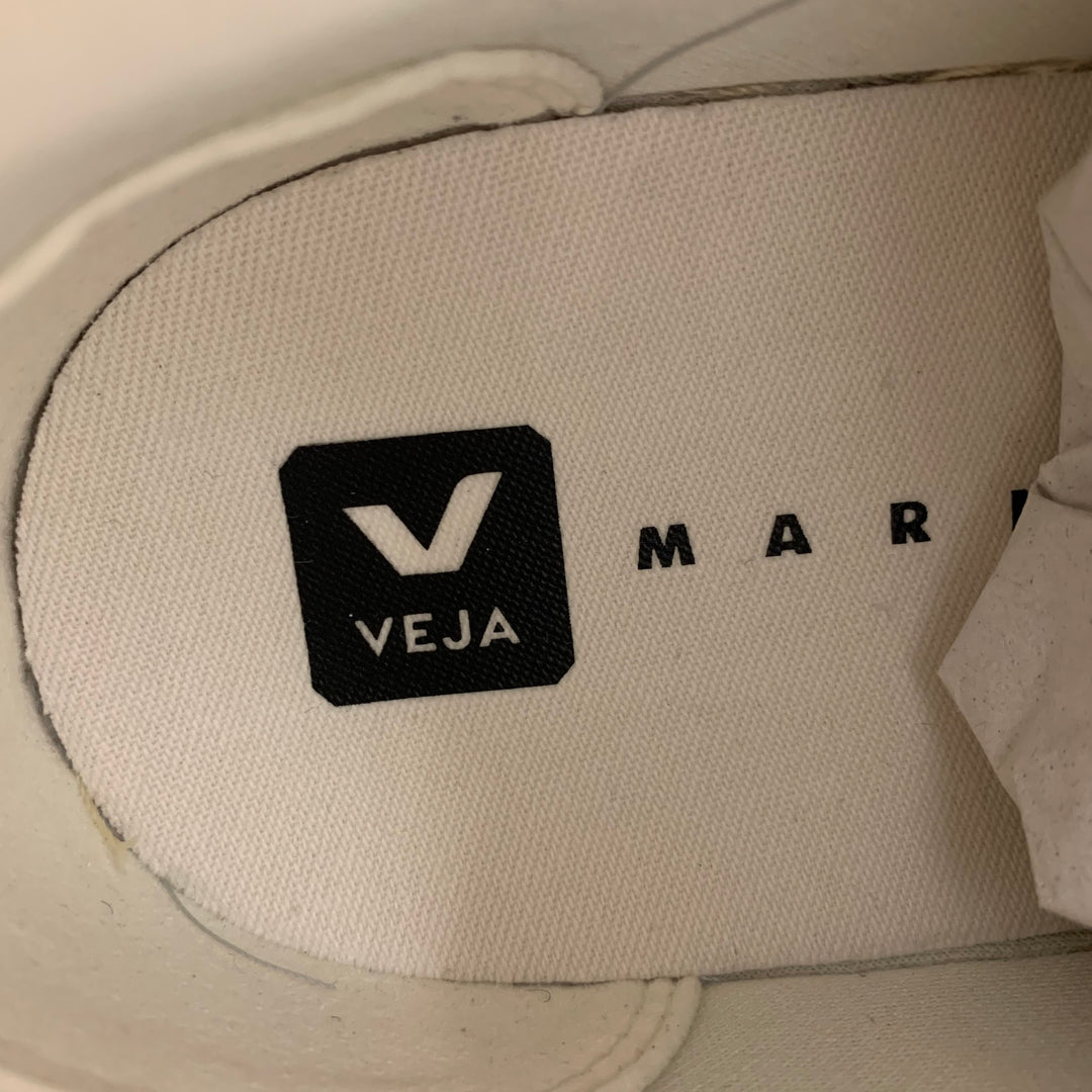 MARNI x VEJA Size 10.5 White Black Scribble Leather High Top Sneakers
