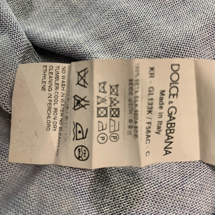 DOLCE &amp; GABBANA Camiseta de manga corta de seda con lunares negros y azules Talla S