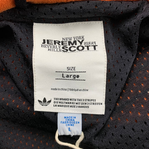ADIDAS by JEREMY SCOTT Size L Orange & Black Tiger Cotton Hooded Open Front Jacket