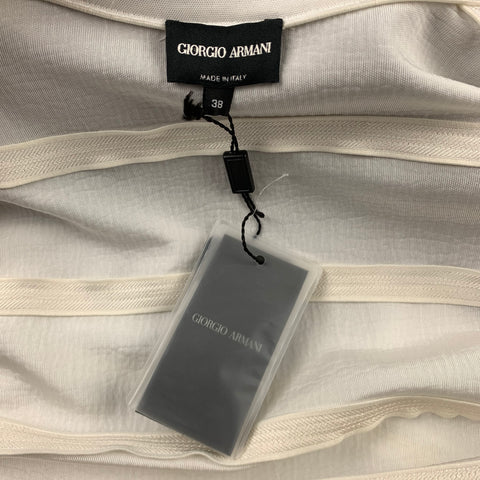 GIORGIO ARMANI Size 2 White Viscose / Polyamide Textured Buttoned Jacket