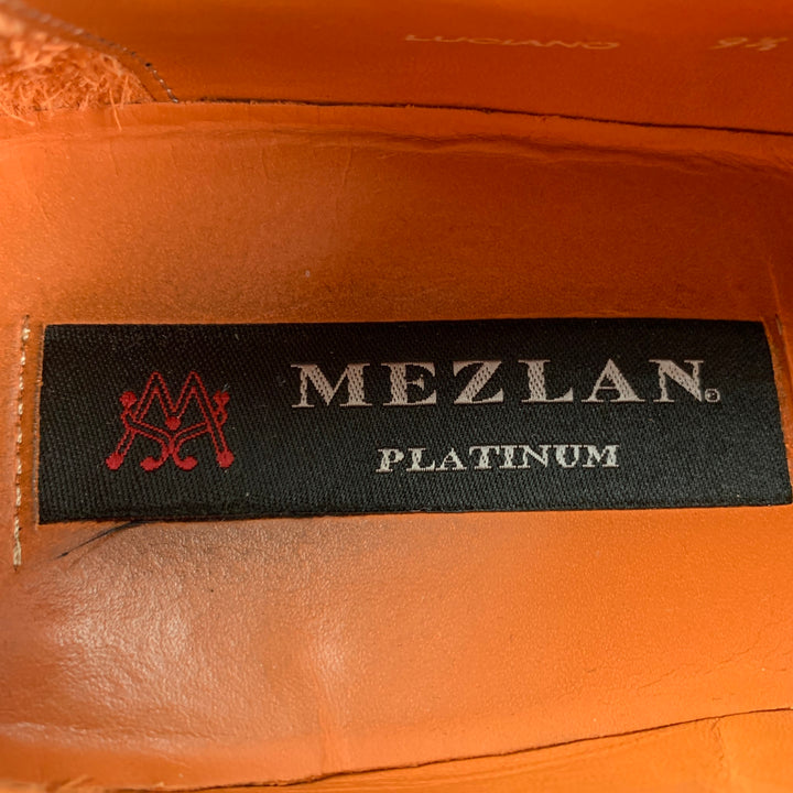 MEZLAN Talla 10.5 Zapatos con cordones de cuero texturizado azul