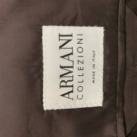 ARMANI COLLEZIONI Size 44 Long Brown Cashmere Notch Lapel Sport Coat