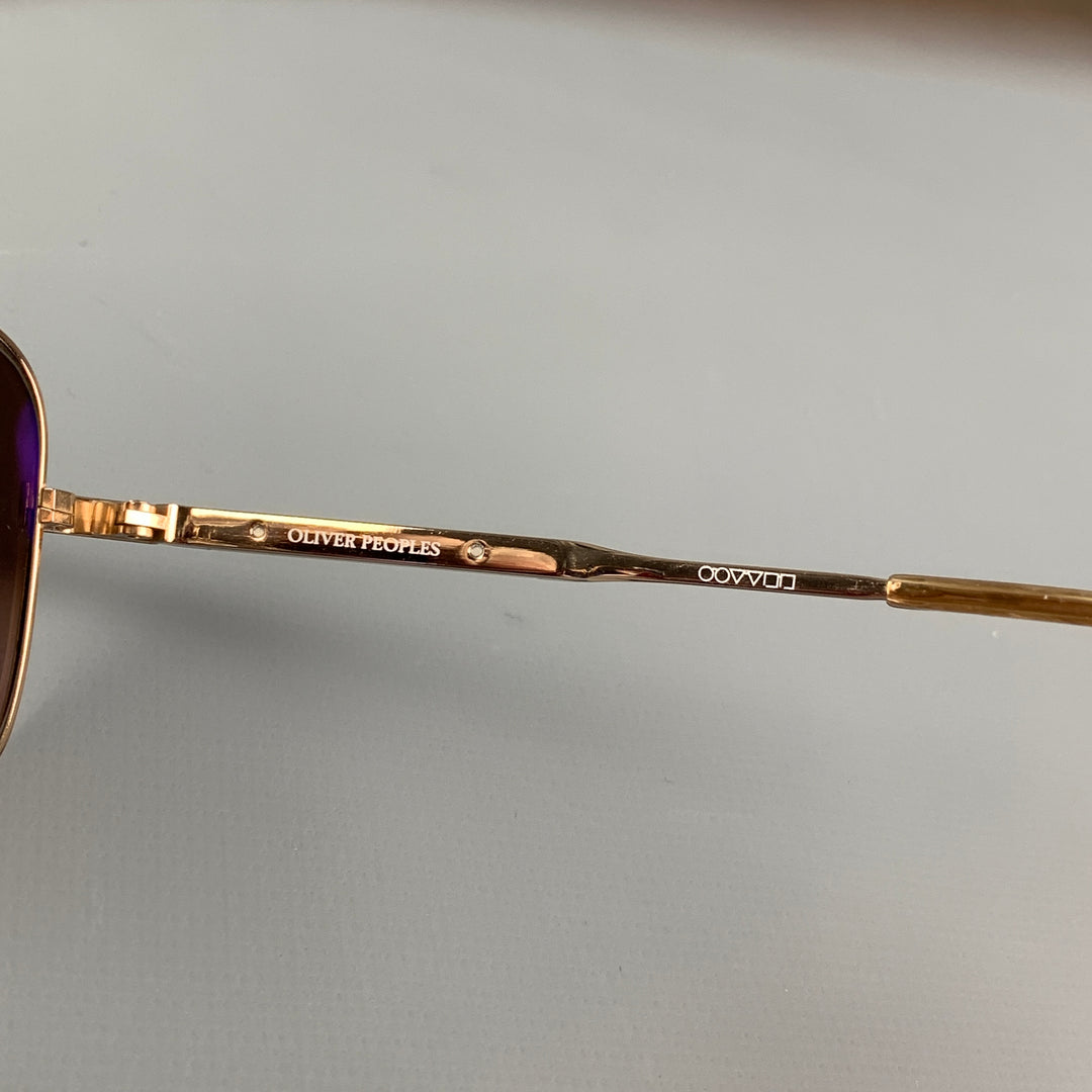 OLIVER PEOPLES Rose Gold Metal Sanford Sunglasses