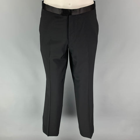 BOSS by HUGO BOSS Size 38 Black Two Toned Virgin Wool Tuxedo Suit