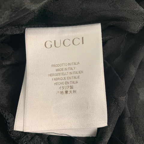 GUCCI Taille S Chemise boutonnée à imprimé animal en soie noire