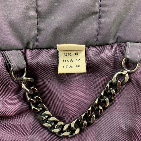 BURBERRY LONDON Size 12 Purple Polyester Quilted Zip & Snaps Coat