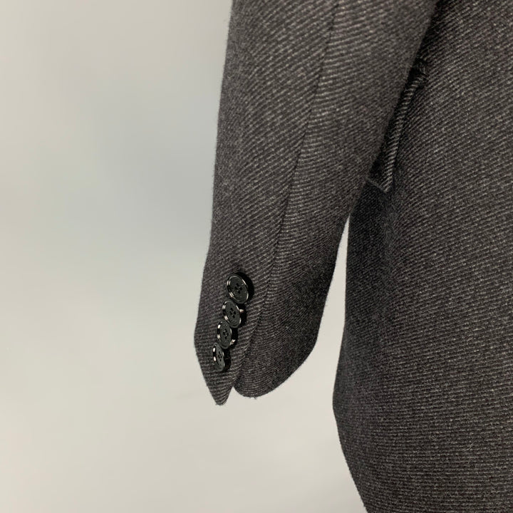 BURBERRY Size 38 Charcoal Grey Virgin Wool Peacoat