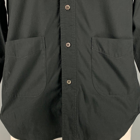 COMME des GARCONS Taille L Chemise Manche Longue Col Ouvert Coton Noir