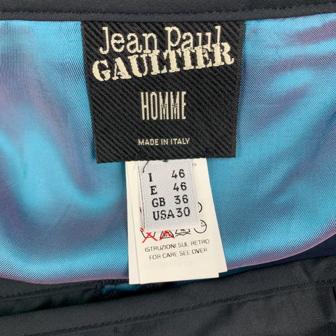 Vintage JEAN PAUL GAULTIER Size 30 Charcoal Pleated Virgin Wool Belted Kilt Skirt