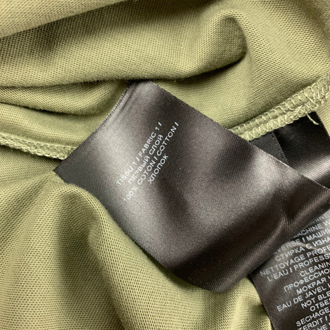 BALMAIN Size XL Olive Logo Cotton Crew-Neck T-shirt