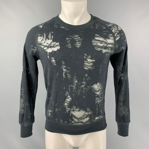 IRO Nona Size S Dark Grey Distressed Cotton Blend Long Sleeve Pullover