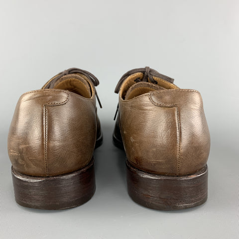 GRENSON Size 10.5 Brown Leather Cap Toe Lace Up