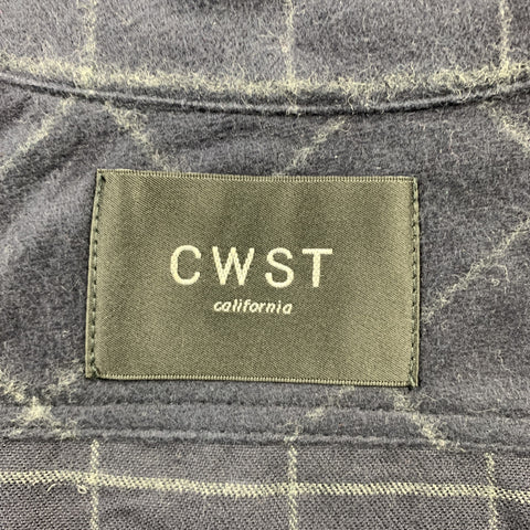 CWST Size S Navy Plaid Cotton Button Up Long Sleeve Shirt