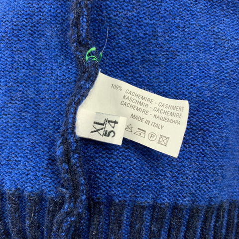 KITON Size XL Blue Cashmere Full Zip High Collar Sweater