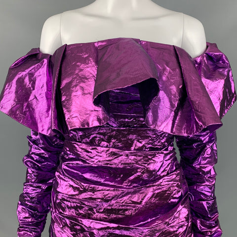 ATTICO Size 6 Purple Polyester Metallic Mini Dress