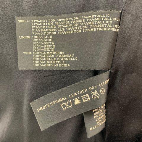 RALPH LAUREN Black Label Taille 12 Manteau ceinturé brillant en soie de coton noir