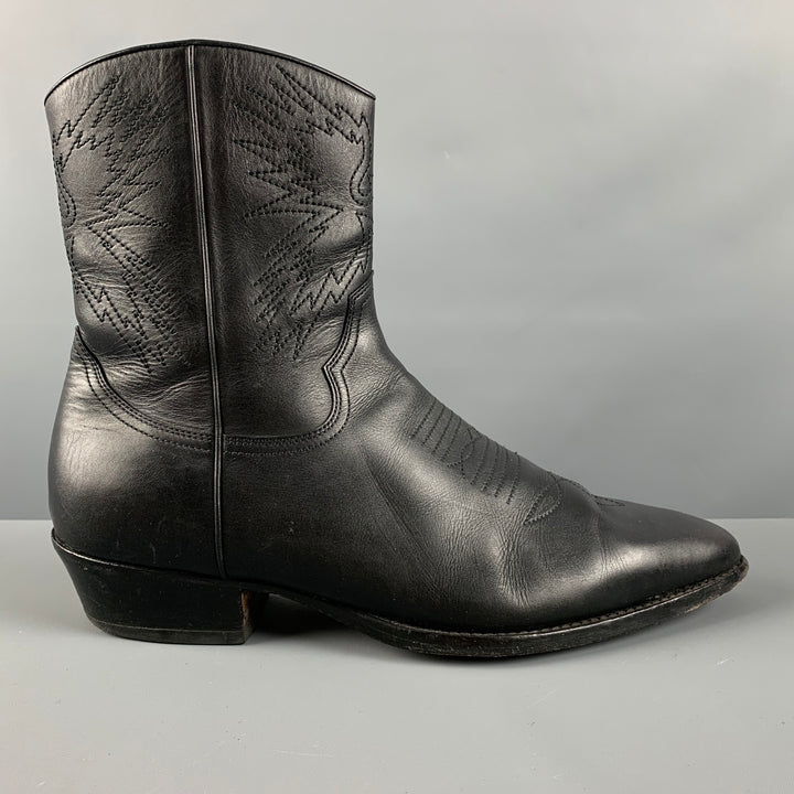 VALENTINO Size 10 Black Leather Western Boots
