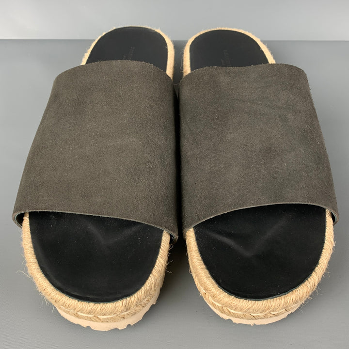 BALENCIAGA Size 11 Grey Black Natural Rope Espadrille Sandals