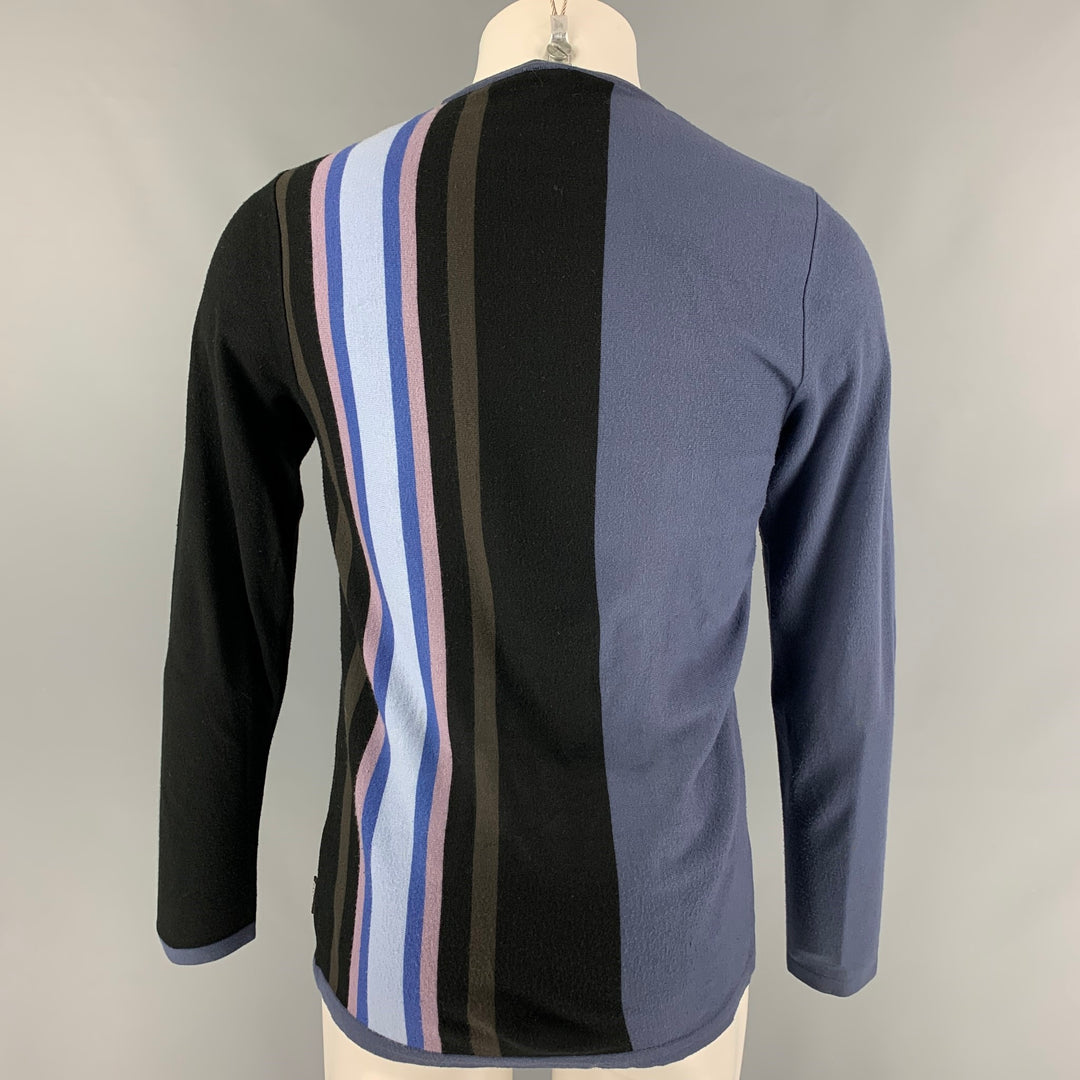 VERSACE JEANS COUTURE Size XXL Blue Black Stripe Viscose Blend Pullover