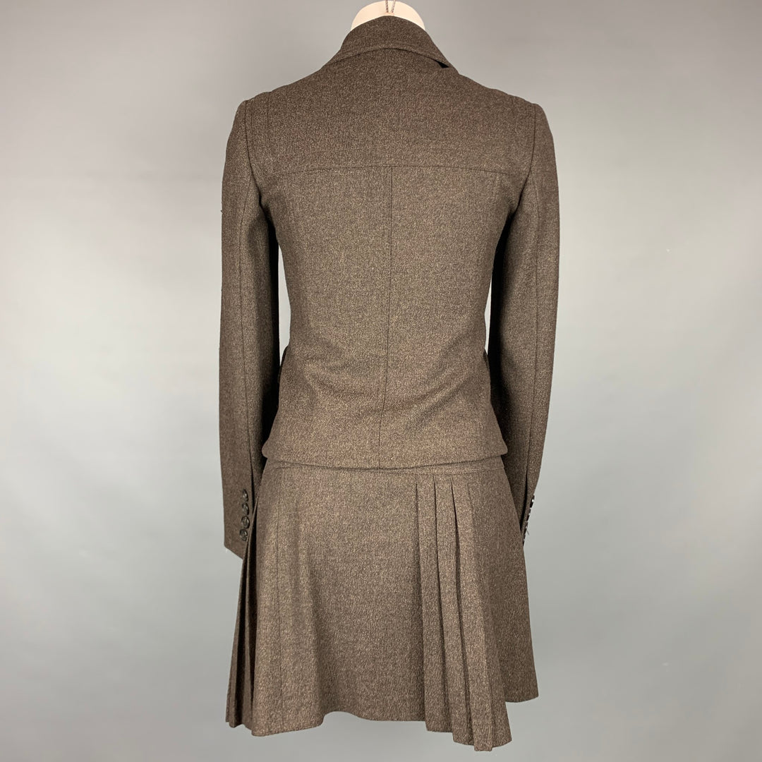 BURBERRY LONDON Taille 2 Tailleur jupe plissée en laine / cachemire marron